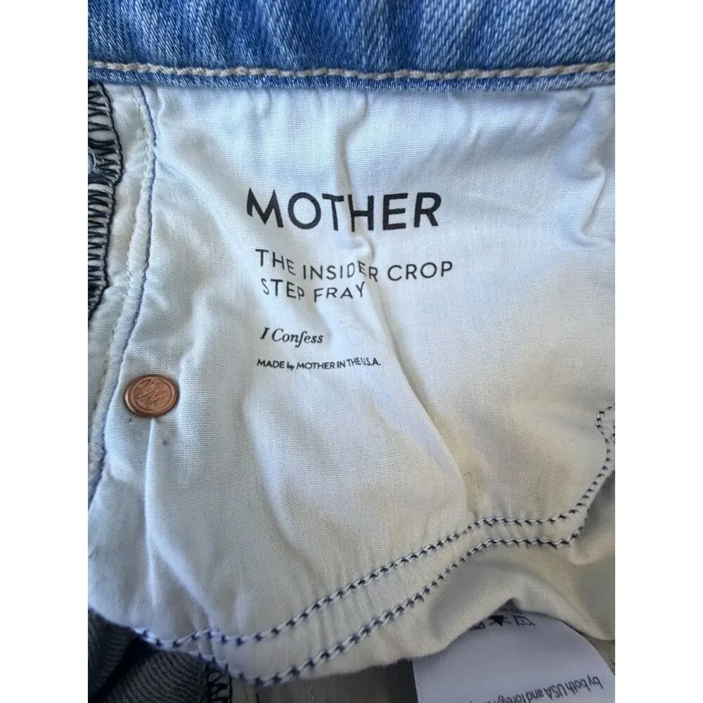 Mother Superior The Insider Crop Step Fray Confess Light Denim Designer Jeans - Picture 5 of 8